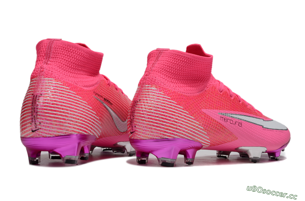 Men's Nike Air Zoom Mercurial Superfly 7 Elite FG Firm Ground High-Tops Football Boots - Pink/Red/Silver 7