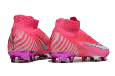 Men's Nike Air Zoom Mercurial Superfly 7 Elite FG Firm Ground High-Tops Football Boots - Pink/Red/Silver