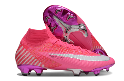 Men's Nike Air Zoom Mercurial Superfly 7 Elite FG Firm Ground High-Tops Football Boots - Pink/Red/Silver