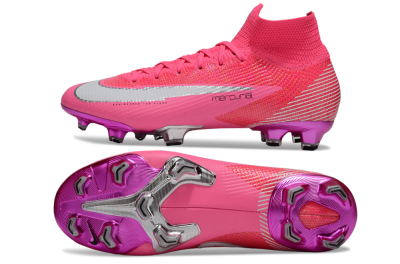Men's Nike Air Zoom Mercurial Superfly 7 Elite FG Firm Ground High-Tops Football Boots - Pink/Red/Silver