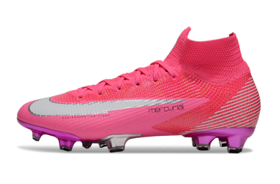 Men's Nike Air Zoom Mercurial Superfly 7 Elite FG Firm Ground High-Tops Football Boots - Pink/Red/Silver