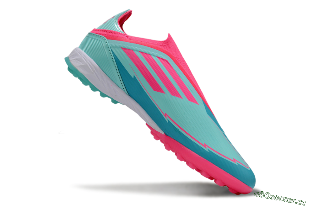 Unisex Adidas F50 Elite Laceless TF Artificial Turf Low-Tops Football Shoes - Jade/Pink/White 5
