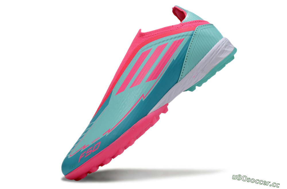 Unisex Adidas F50 Elite Laceless TF Artificial Turf Low-Tops Football Shoes - Jade/Pink/White 6