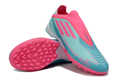 Unisex Adidas F50 Elite Laceless TF Artificial Turf Low-Tops Football Shoes - Jade/Pink/White