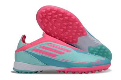 Unisex Adidas F50 Elite Laceless TF Artificial Turf Low-Tops Football Shoes - Jade/Pink/White