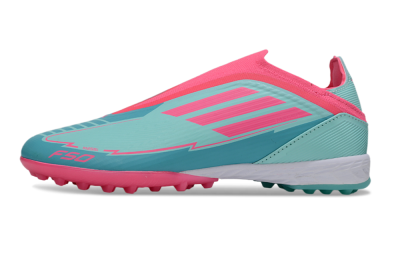Unisex Adidas F50 Elite Laceless TF Artificial Turf Low-Tops Football Shoes - Jade/Pink/White