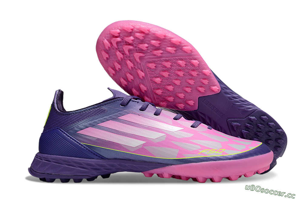 Men's Adidas F50 Pro TF Artificial Turf Low-Tops Football Shoes - Pink/Purple/Yellow 2