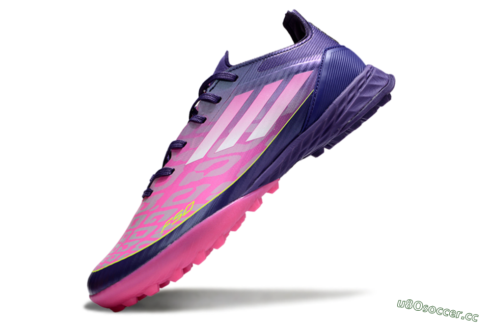 Men's Adidas F50 Pro TF Artificial Turf Low-Tops Football Shoes - Pink/Purple/Yellow 5