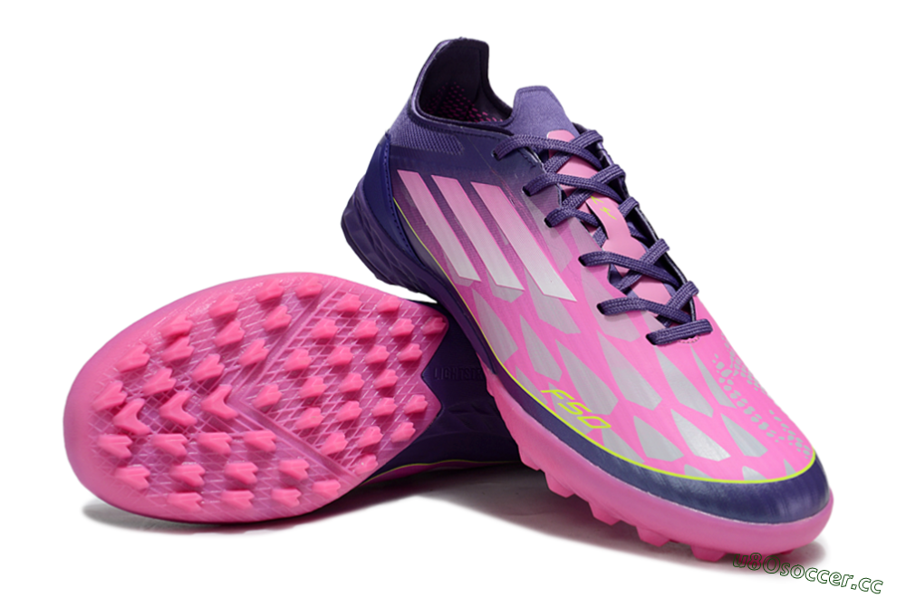 Men's Adidas F50 Pro TF Artificial Turf Low-Tops Football Shoes - Pink/Purple/Yellow 3