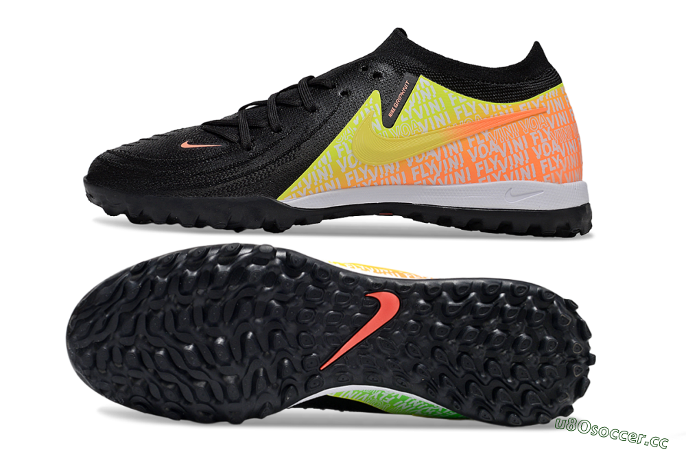 Men's Nike Phantom GX 2 Elite TF Artificial Turf Low-Tops Football Shoes - Black/Yellow/Orange 1