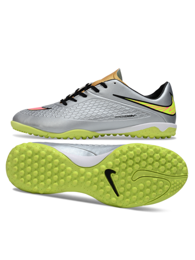 Men's Nike Hypervenom Phantom RGN SE TF Artificial Turf Low-Tops Football Shoes - Silver/Yellow/Pink
