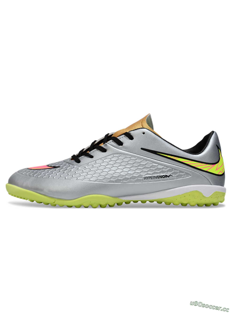 Men's Nike Hypervenom Phantom RGN SE TF Artificial Turf Low-Tops Football Shoes - Silver/Yellow/Pink 0
