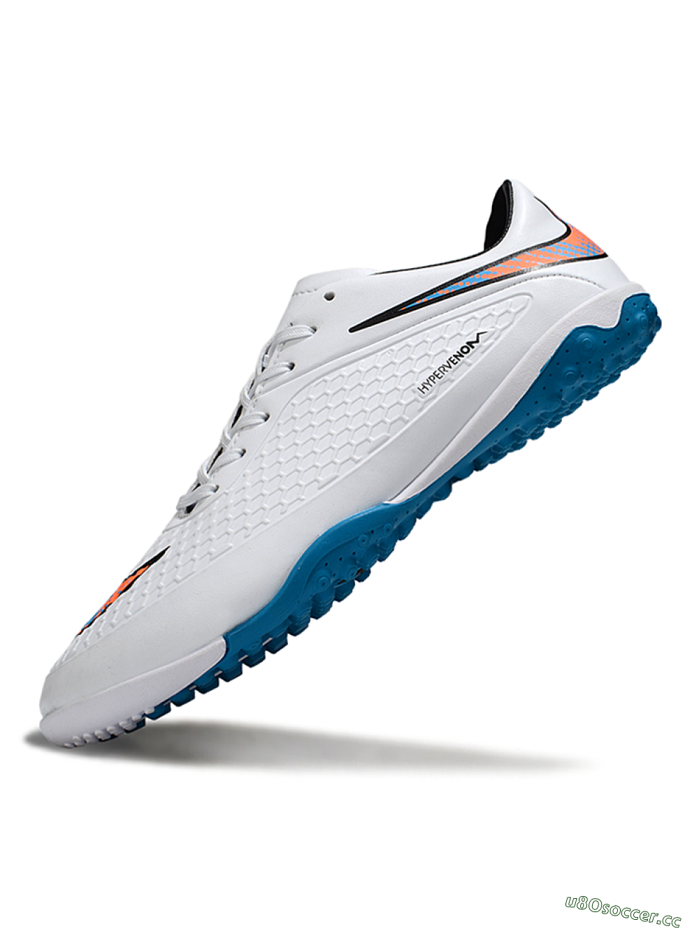Men's Nike Hypervenom Phantom RGN SE TF Artificial Turf Low-Tops Football Shoes - White/Blue/Orange 5