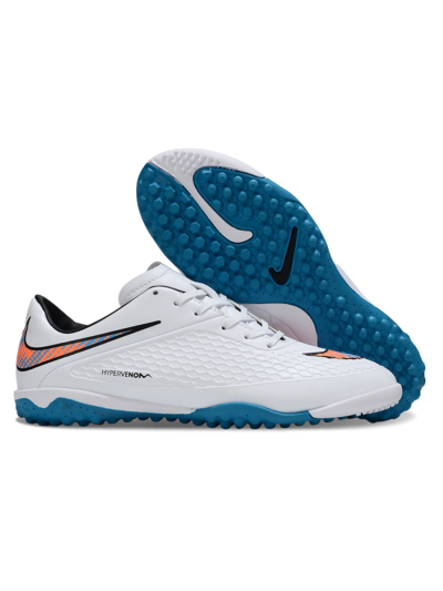 Men's Nike Hypervenom Phantom RGN SE TF Artificial Turf Low-Tops Football Shoes - White/Blue/Orange