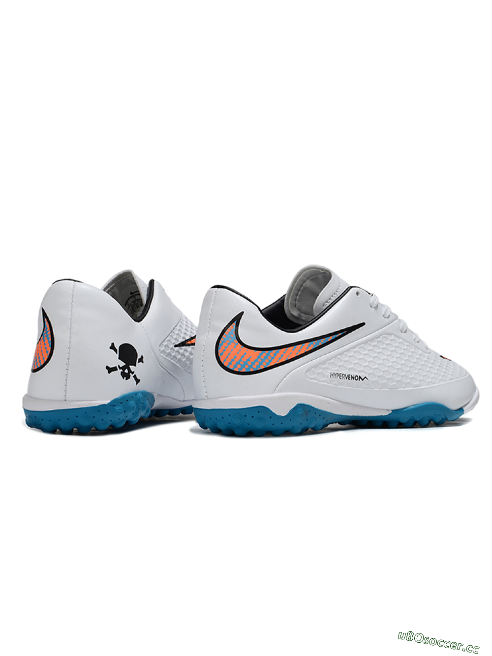 Men's Nike Hypervenom Phantom RGN SE TF Artificial Turf Low-Tops Football Shoes - White/Blue/Orange 6