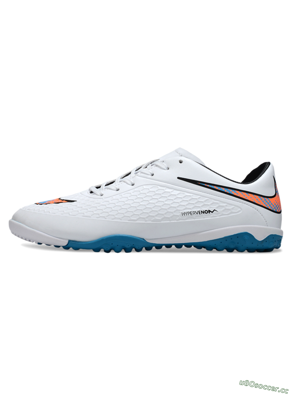 Men's Nike Hypervenom Phantom RGN SE TF Artificial Turf Low-Tops Football Shoes - White/Blue/Orange 0