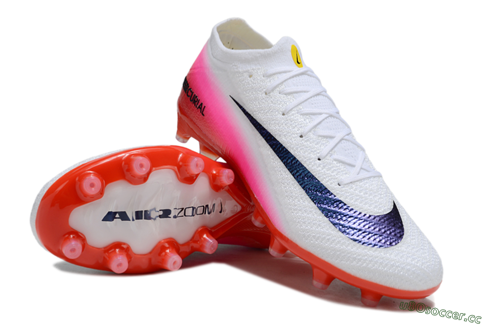 Unisex Nike Air Zoom Mercurial Vapor 16 Elite AG Artificial Grass Low-Tops Football Boots - White/Blue/Pink 4