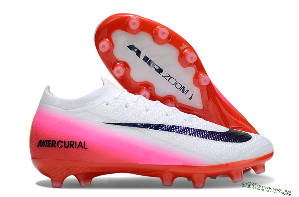 Unisex Nike Air Zoom Mercurial Vapor 16 Elite AG Artificial Grass Low-Tops Football Boots - White/Blue/Pink 2