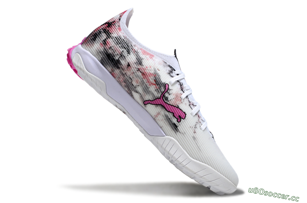 Men's Puma Ultra 5 Ultimate TF Artificial Turf Low-Tops Football Shoes - White/Black/Pink 4