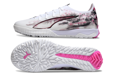 Men's Puma Ultra 5 Ultimate TF Artificial Turf Low-Tops Football Shoes - White/Black/Pink