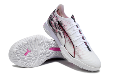 Men's Puma Ultra 5 Ultimate TF Artificial Turf Low-Tops Football Shoes - White/Black/Pink