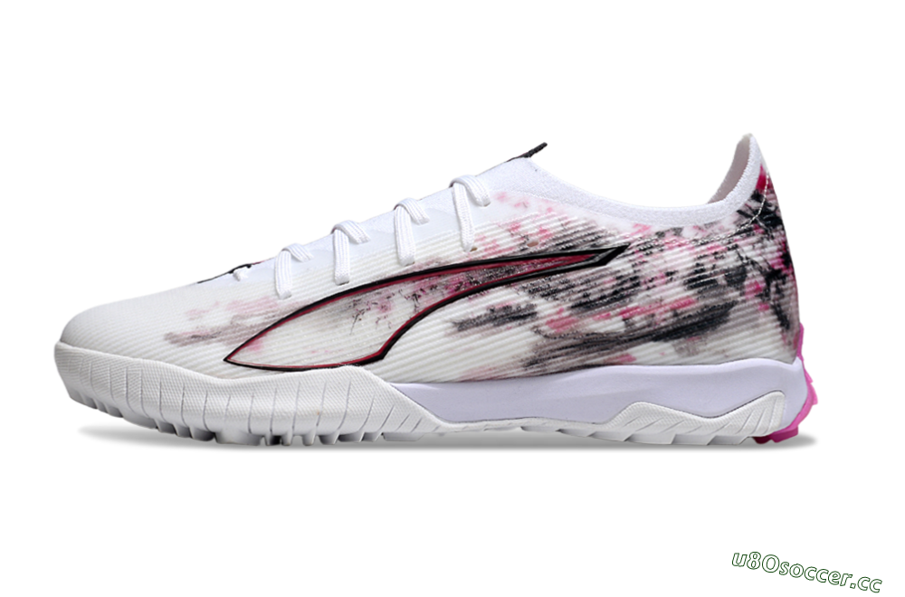 Men's Puma Ultra 5 Ultimate TF Artificial Turf Low-Tops Football Shoes - White/Black/Pink 0
