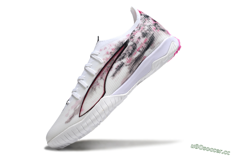 Men's Puma Ultra 5 Ultimate TF Artificial Turf Low-Tops Football Shoes - White/Black/Pink 5