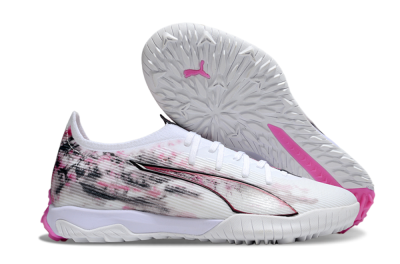 Men's Puma Ultra 5 Ultimate TF Artificial Turf Low-Tops Football Shoes - White/Black/Pink