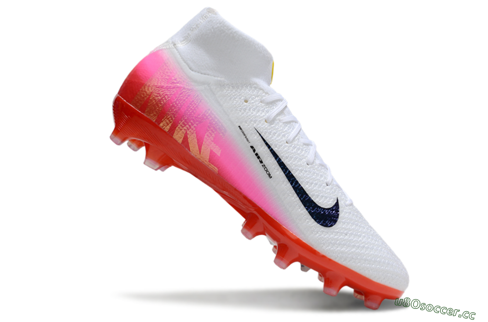 Unisex Nike Air Zoom Mercurial Superfly 10 Elite AG Artificial Grass High-Tops Football Boots - White/Black/Pink 5