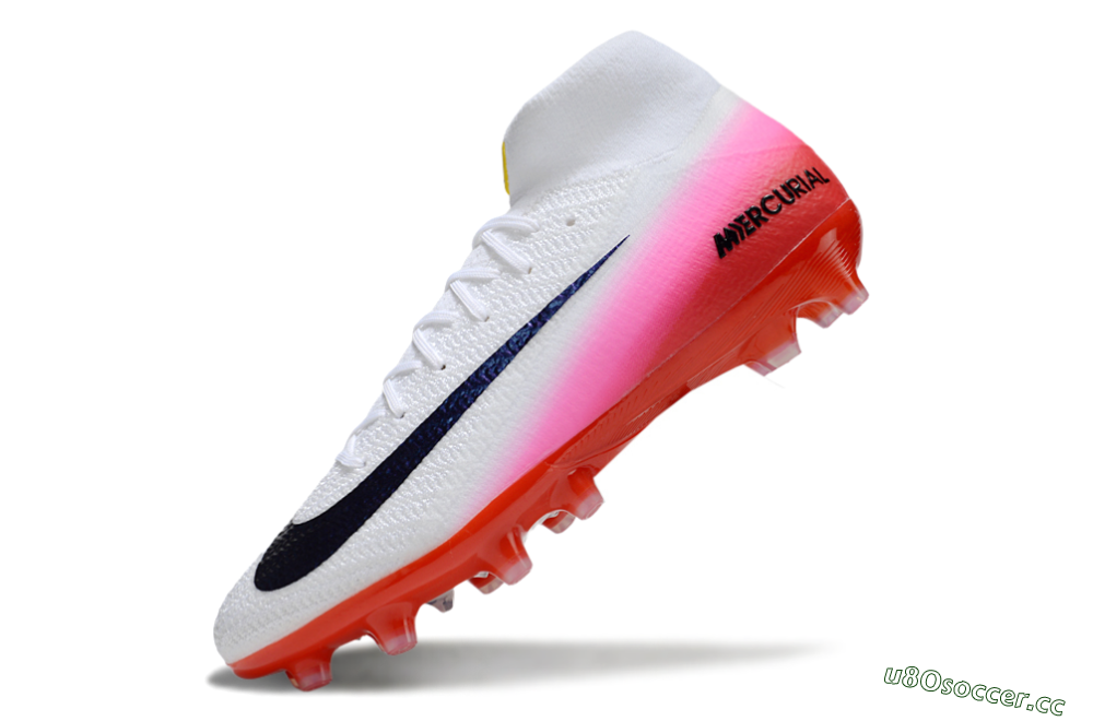 Unisex Nike Air Zoom Mercurial Superfly 10 Elite AG Artificial Grass High-Tops Football Boots - White/Black/Pink 6