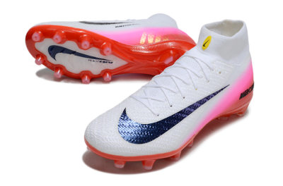 Unisex Nike Air Zoom Mercurial Superfly 10 Elite AG Artificial Grass High-Tops Football Boots - White/Black/Pink