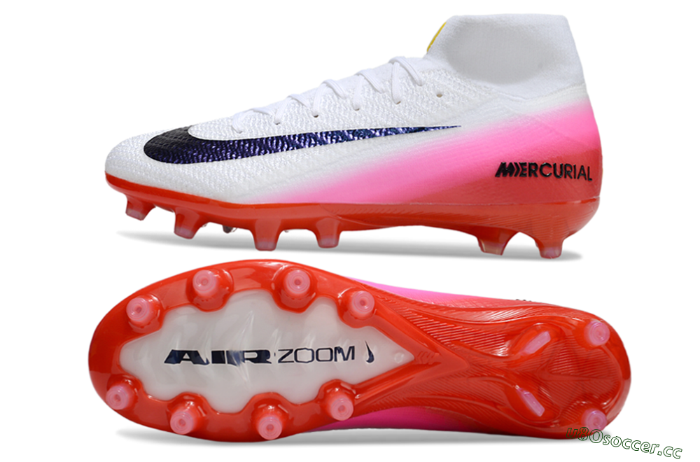 Unisex Nike Air Zoom Mercurial Superfly 10 Elite AG Artificial Grass High-Tops Football Boots - White/Black/Pink 1