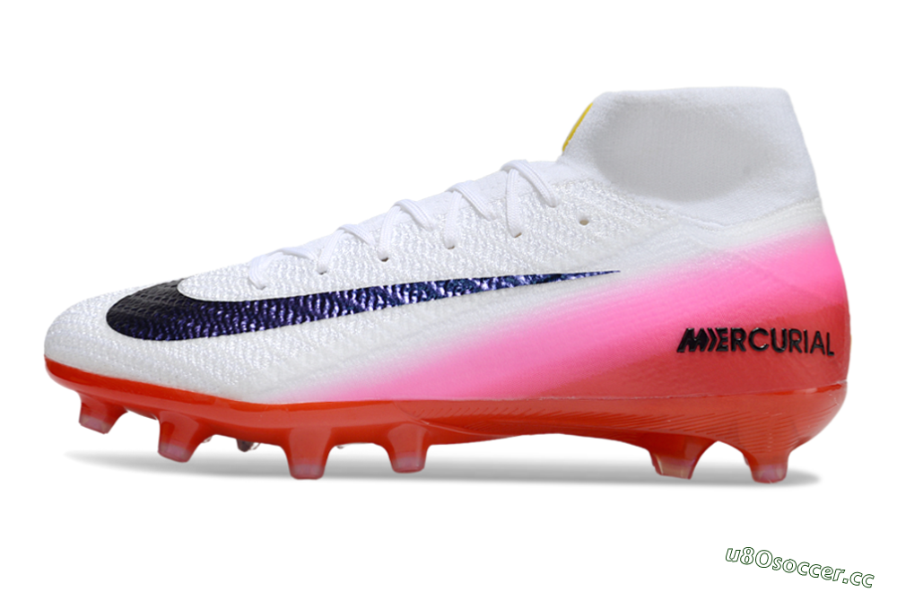 Unisex Nike Air Zoom Mercurial Superfly 10 Elite AG Artificial Grass High-Tops Football Boots - White/Black/Pink 0
