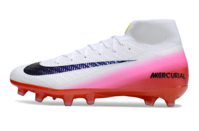Unisex Nike Air Zoom Mercurial Superfly 10 Elite AG Artificial Grass High-Tops Football Boots - White/Black/Pink