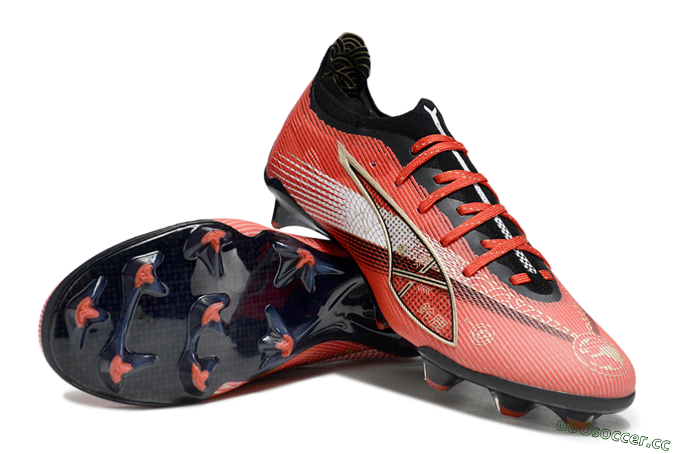 Men's Puma Ultra 5 Ultimate FG Firm Ground Low-Tops Football Boots - Red/Gold/White 3