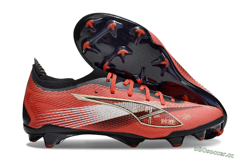 Men's Puma Ultra 5 Ultimate FG Firm Ground Low-Tops Football Boots - Red/Gold/White 2