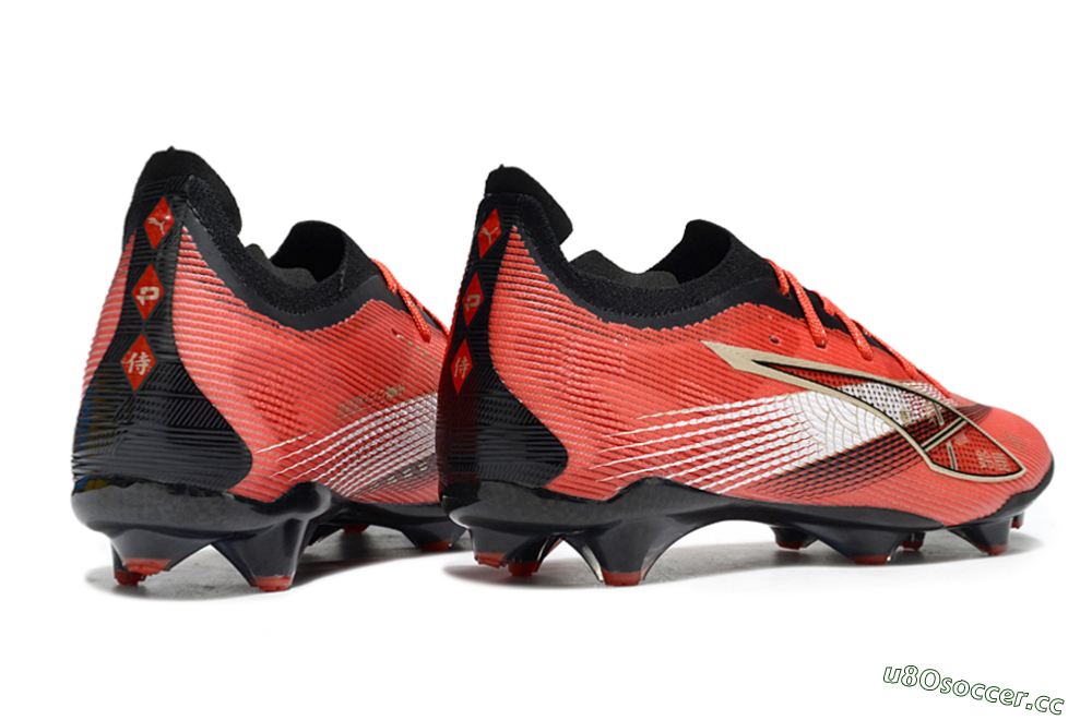 Men's Puma Ultra 5 Ultimate FG Firm Ground Low-Tops Football Boots - Red/Gold/White 6