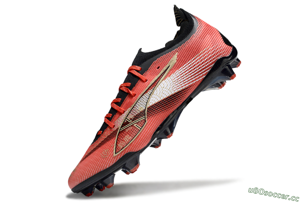 Men's Puma Ultra 5 Ultimate FG Firm Ground Low-Tops Football Boots - Red/Gold/White 5