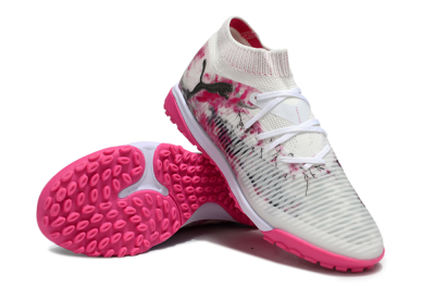 Men's Puma Future 8 Ultimate TF Artificial Turf Low-Tops Football Shoes - White/Black/Pink