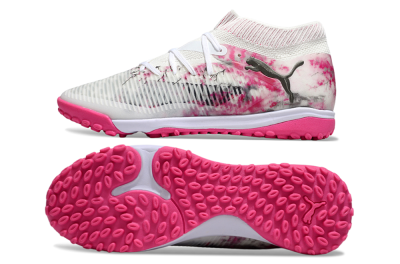 Men's Puma Future 8 Ultimate TF Artificial Turf Low-Tops Football Shoes - White/Black/Pink