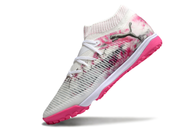 Men's Puma Future 8 Ultimate TF Artificial Turf Low-Tops Football Shoes - White/Black/Pink