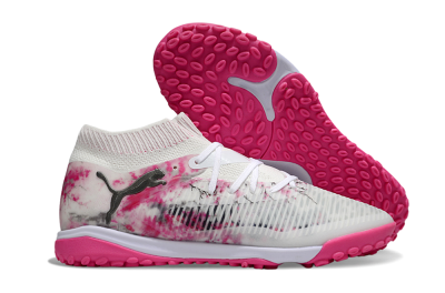 Men's Puma Future 8 Ultimate TF Artificial Turf Low-Tops Football Shoes - White/Black/Pink