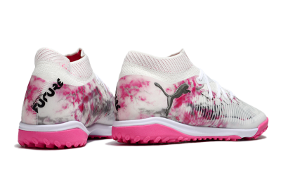 Men's Puma Future 8 Ultimate TF Artificial Turf Low-Tops Football Shoes - White/Black/Pink