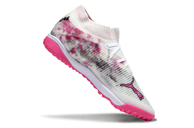 Men's Puma Future 8 Ultimate TF Artificial Turf Low-Tops Football Shoes - White/Black/Pink