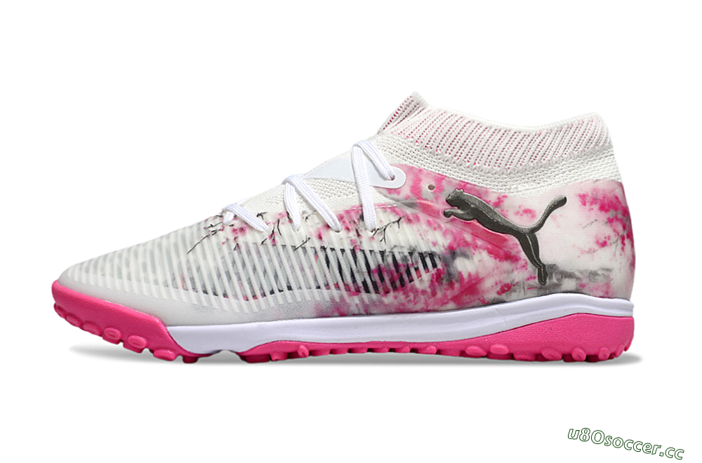 Men's Puma Future 8 Ultimate TF Artificial Turf Low-Tops Football Shoes - White/Black/Pink 0