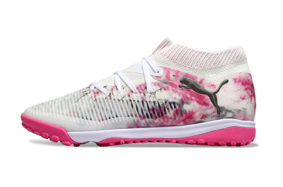Men's Puma Future 8 Ultimate TF Artificial Turf Low-Tops Football Shoes - White/Black/Pink
