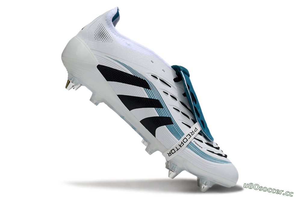 Men's Adidas Predator 25 Elite Foldover Tongue SG Soft Ground Low-Tops Football Boots - White/Black/Blue 4