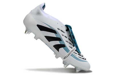 Men's Adidas Predator 25 Elite Foldover Tongue SG Soft Ground Low-Tops Football Boots - White/Black/Blue