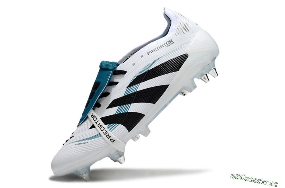 Men's Adidas Predator 25 Elite Foldover Tongue SG Soft Ground Low-Tops Football Boots - White/Black/Blue 5