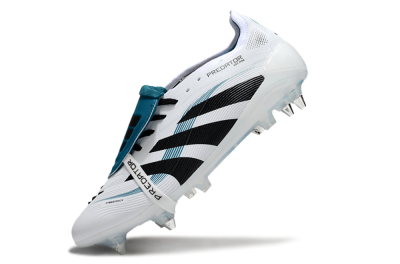 Men's Adidas Predator 25 Elite Foldover Tongue SG Soft Ground Low-Tops Football Boots - White/Black/Blue